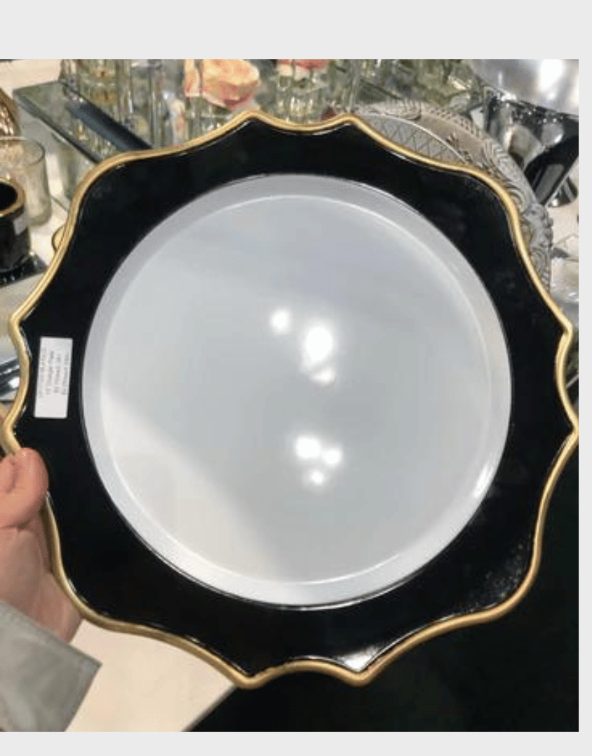 Black and Gold Charger Plate rental in Oshawa Durham and Toronto